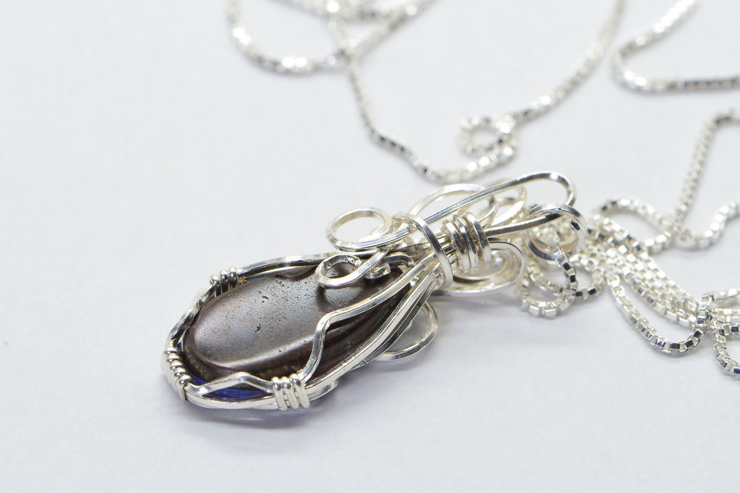 Sterling Silver Wire Wrapped Australian Opal Pendant Necklace