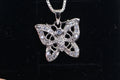Brilliant  Butterfly Diamond Pendant Necklace sterling Silver Vintage Pendant