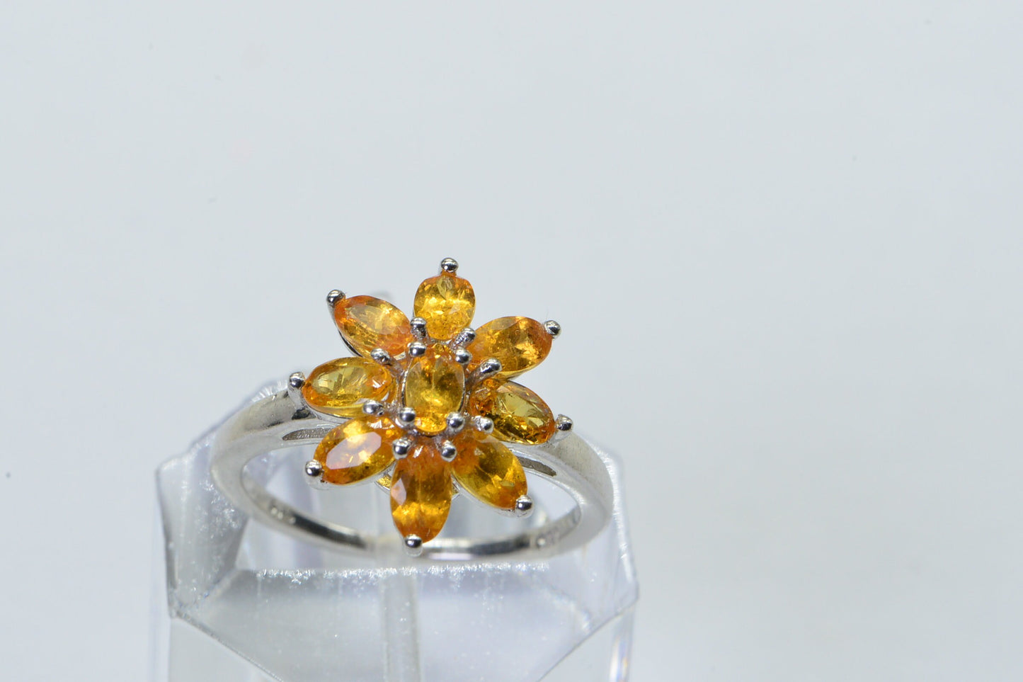Tanzanite Flower Ring: Oval Sterling Silver, Prong Set