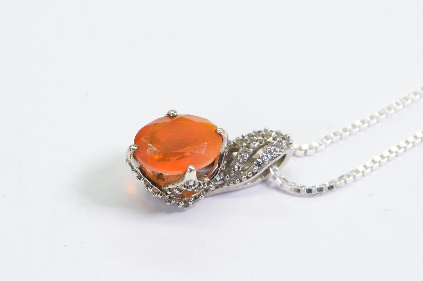 Mexican Fire Opal Pendant Tiny Pendant Brilliant Multi stone Small Orange Gemstone Necklace