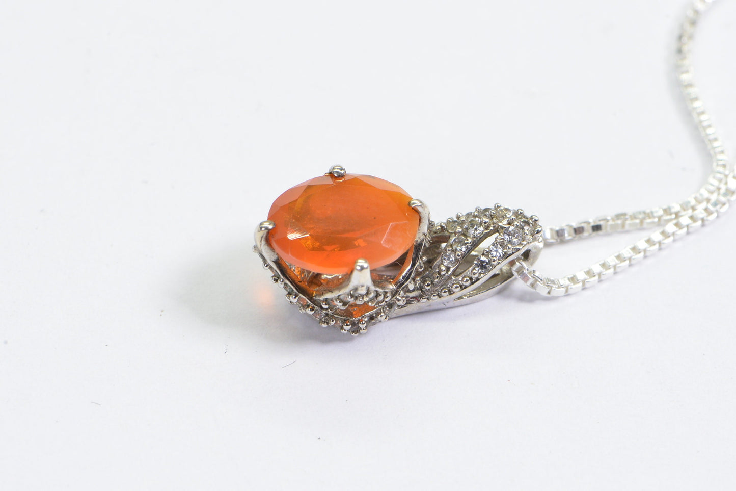 Mexican Fire Opal Pendant Tiny Pendant Brilliant Multi stone Small Orange Gemstone Necklace