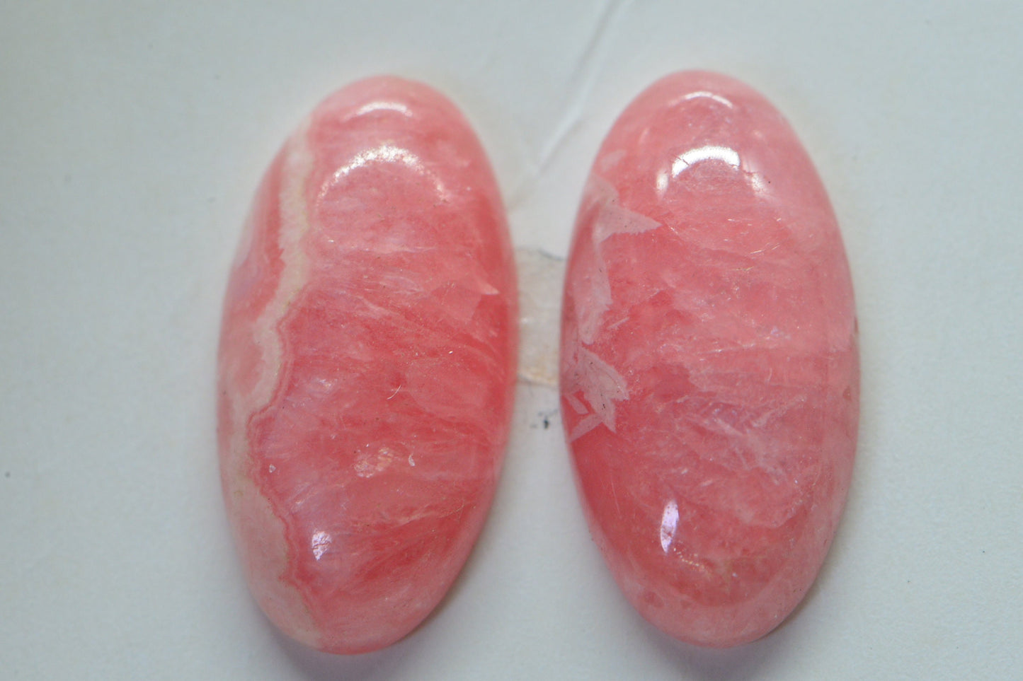 Rhodochrosite Cabochon Long oval Match pair Set for earrings Hand cut Cabochon.