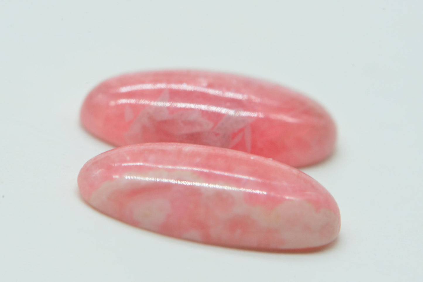 Rhodochrosite Cabochon Long oval Match pair Set for earrings Hand cut Cabochon.