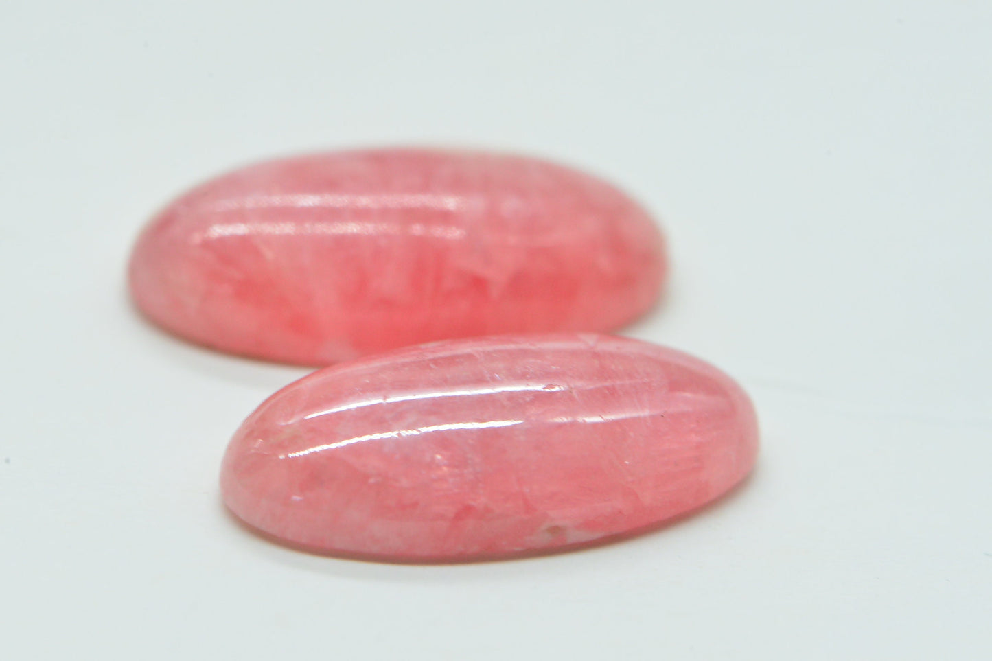 Rhodochrosite Cabochon Long oval Match pair Set for earrings Hand cut Cabochon.