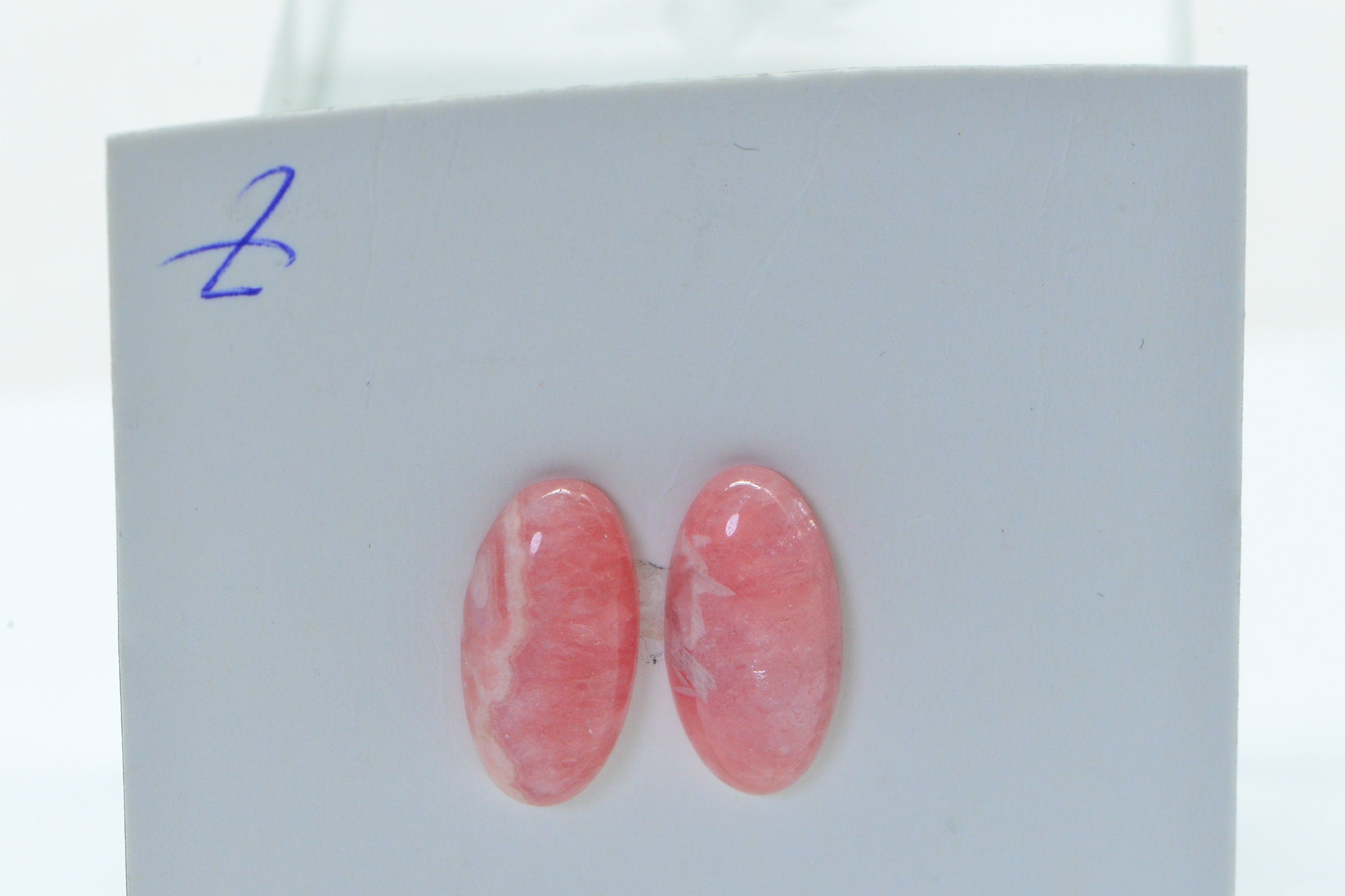Rhodochrosite Cabochon Long oval Match pair Set for earrings Hand cut Cabochon.