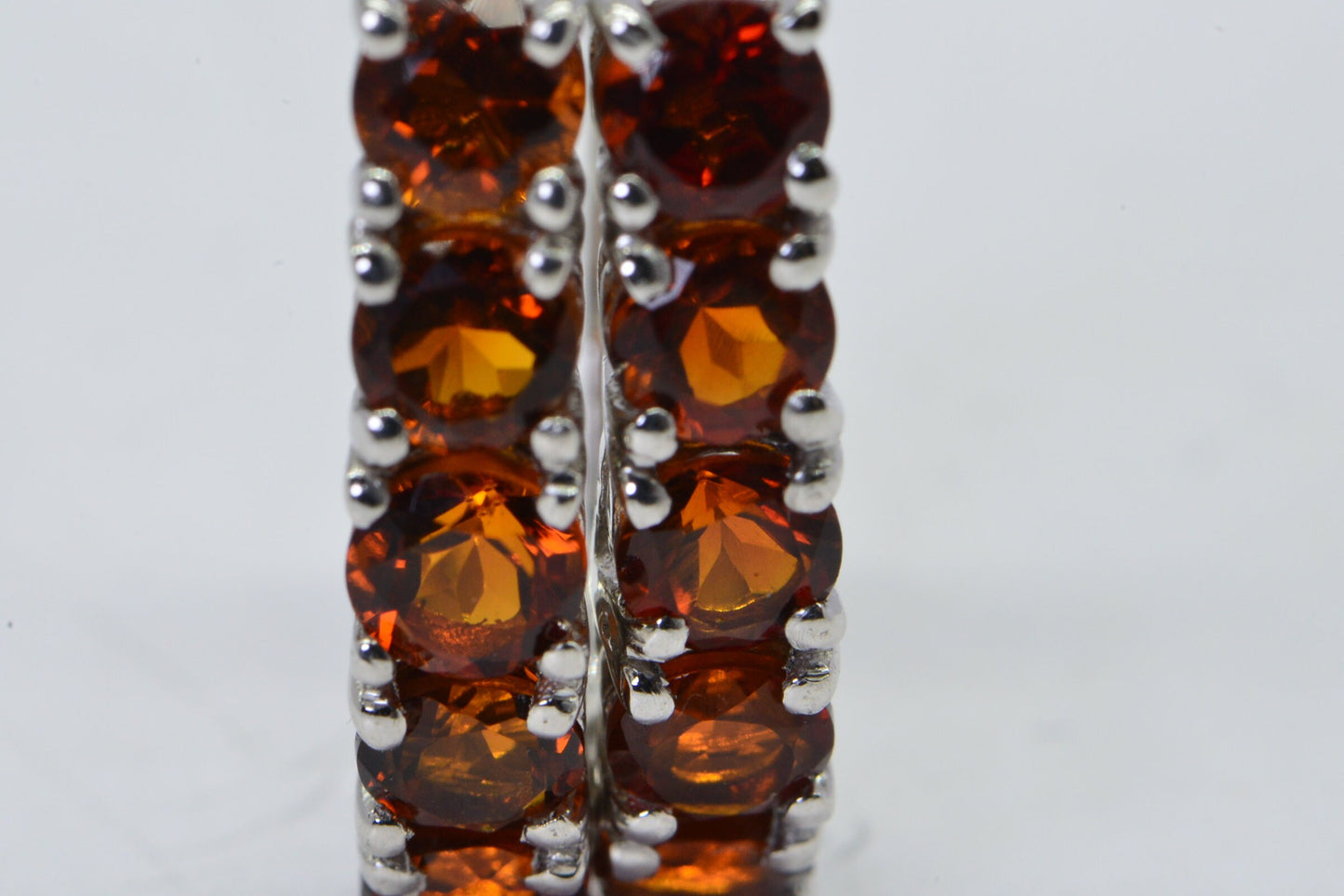 Garnet Sterling Silver Hoop Earrings: 5 Carat Gemstone Hoops