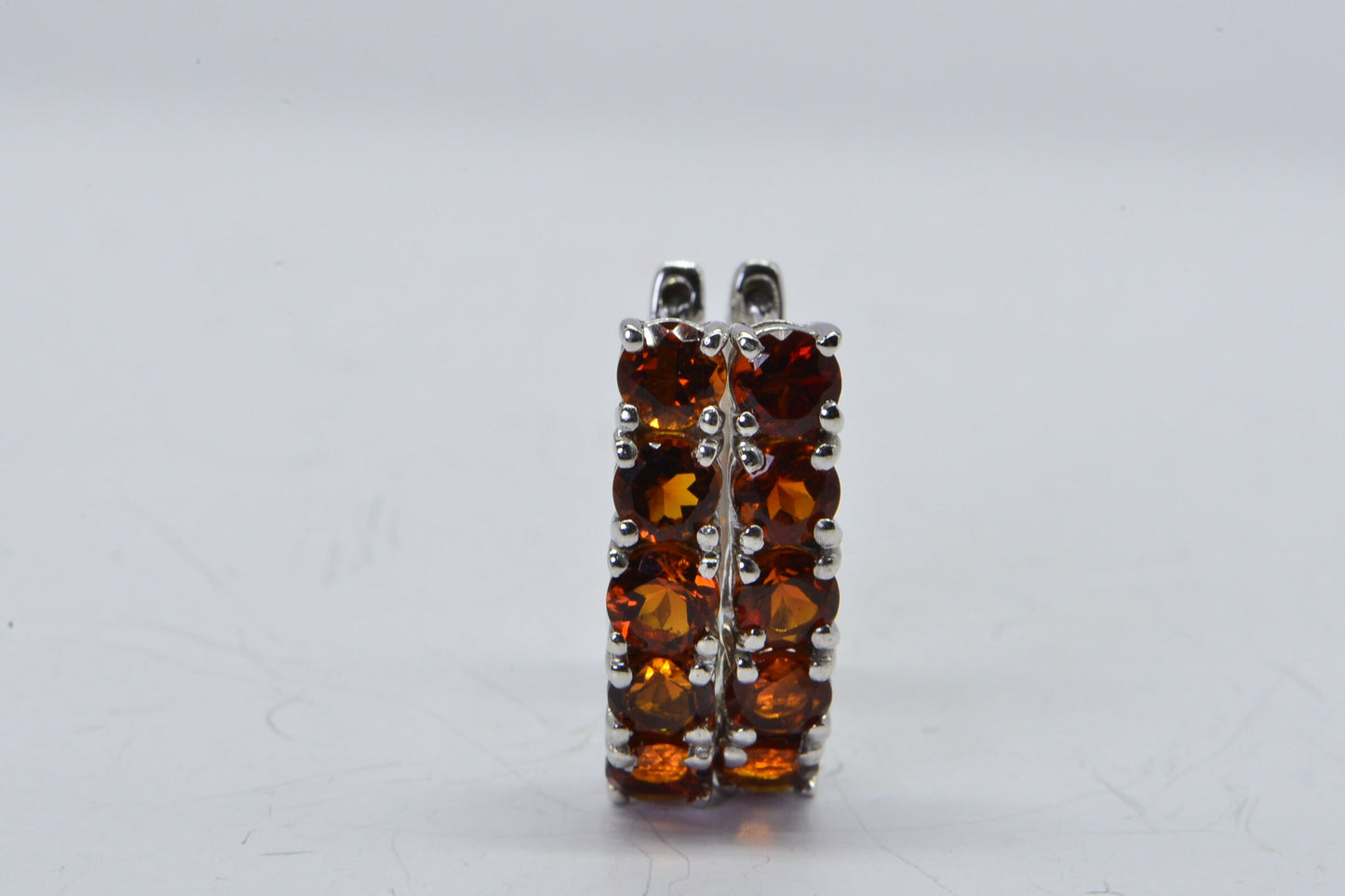 Garnet Sterling Silver Hoop Earrings: 5 Carat Gemstone Hoops