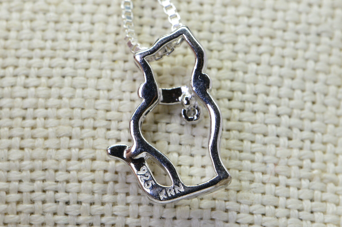 Diamond Cat Pendant: Vintage Sterling Silver Kitty Necklace