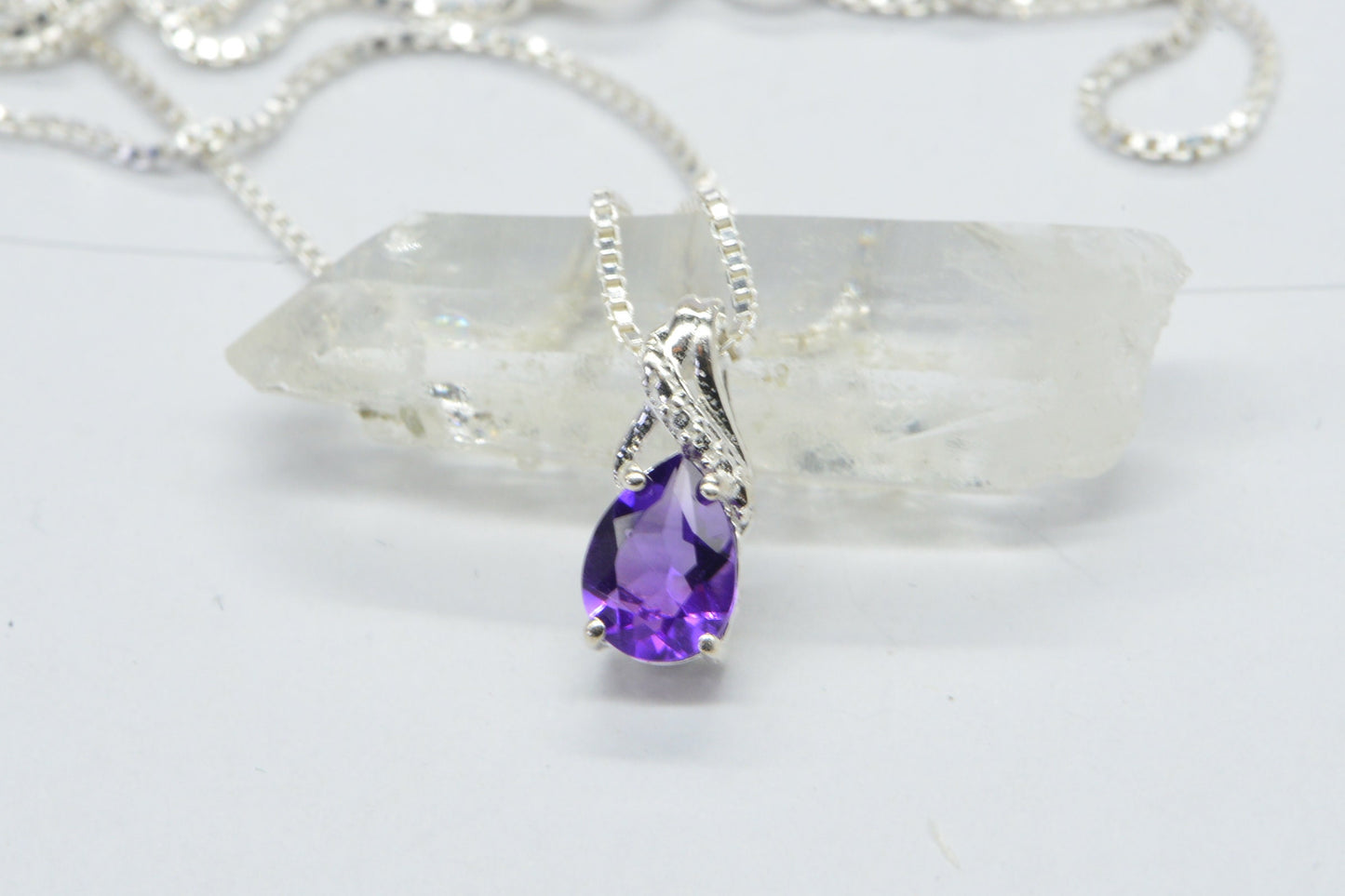 Genuine Garnet Pendant  Pear Cut Stone  Dainty Pendant  Sterling Silver Birthstone January Gemstone