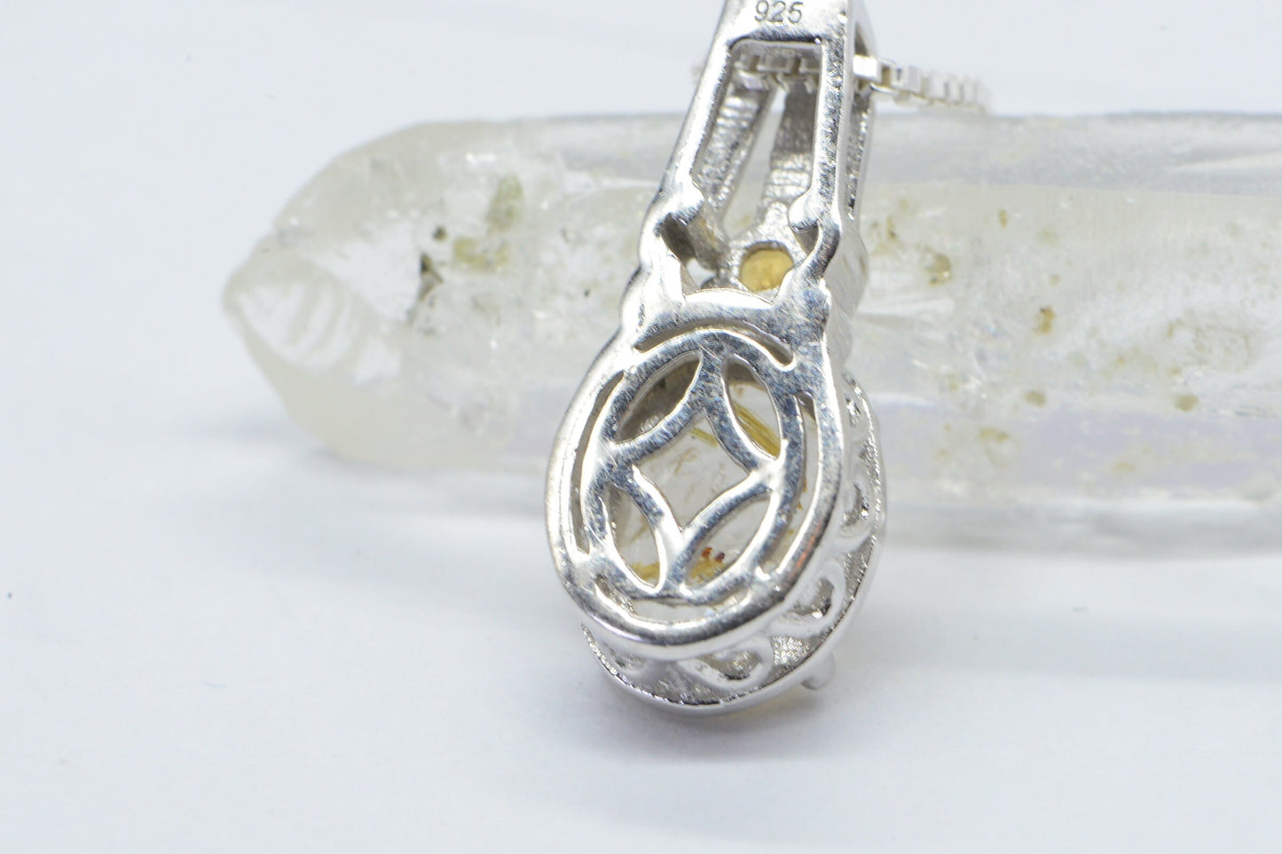 Golden Rutilated Quartz and Citrine  Sterling Silver  Pendant Necklace Extra Small Pendant