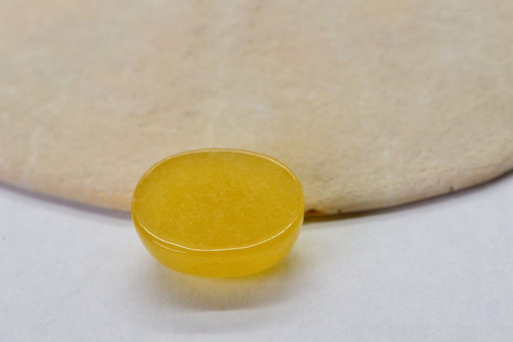 Yellow Jade Oval Cabochon: Natural Smooth Gemstone (12X10mm)