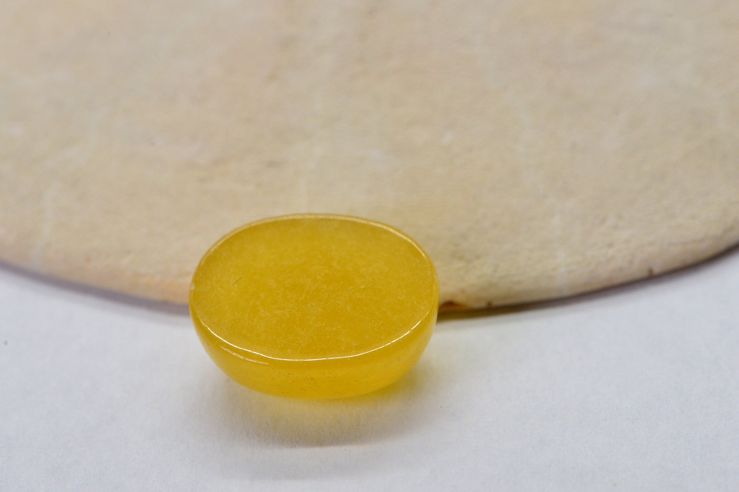 Yellow Jade Oval Cabochon: Natural Smooth Gemstone (12X10mm)