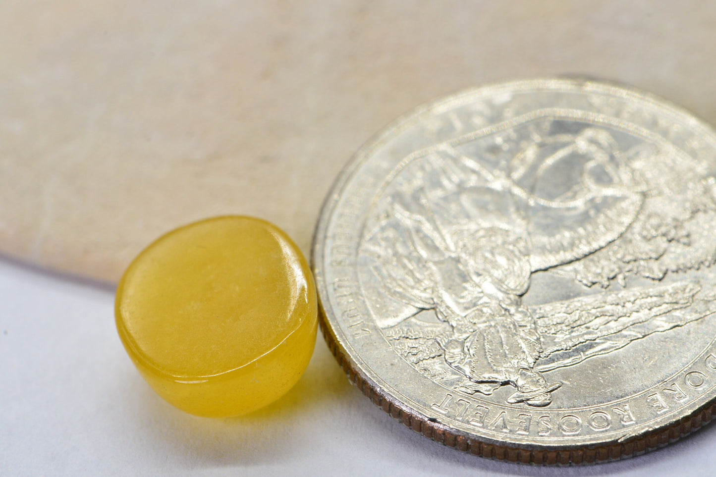 Yellow Jade Oval Cabochon: Natural Smooth Gemstone (12X10mm)
