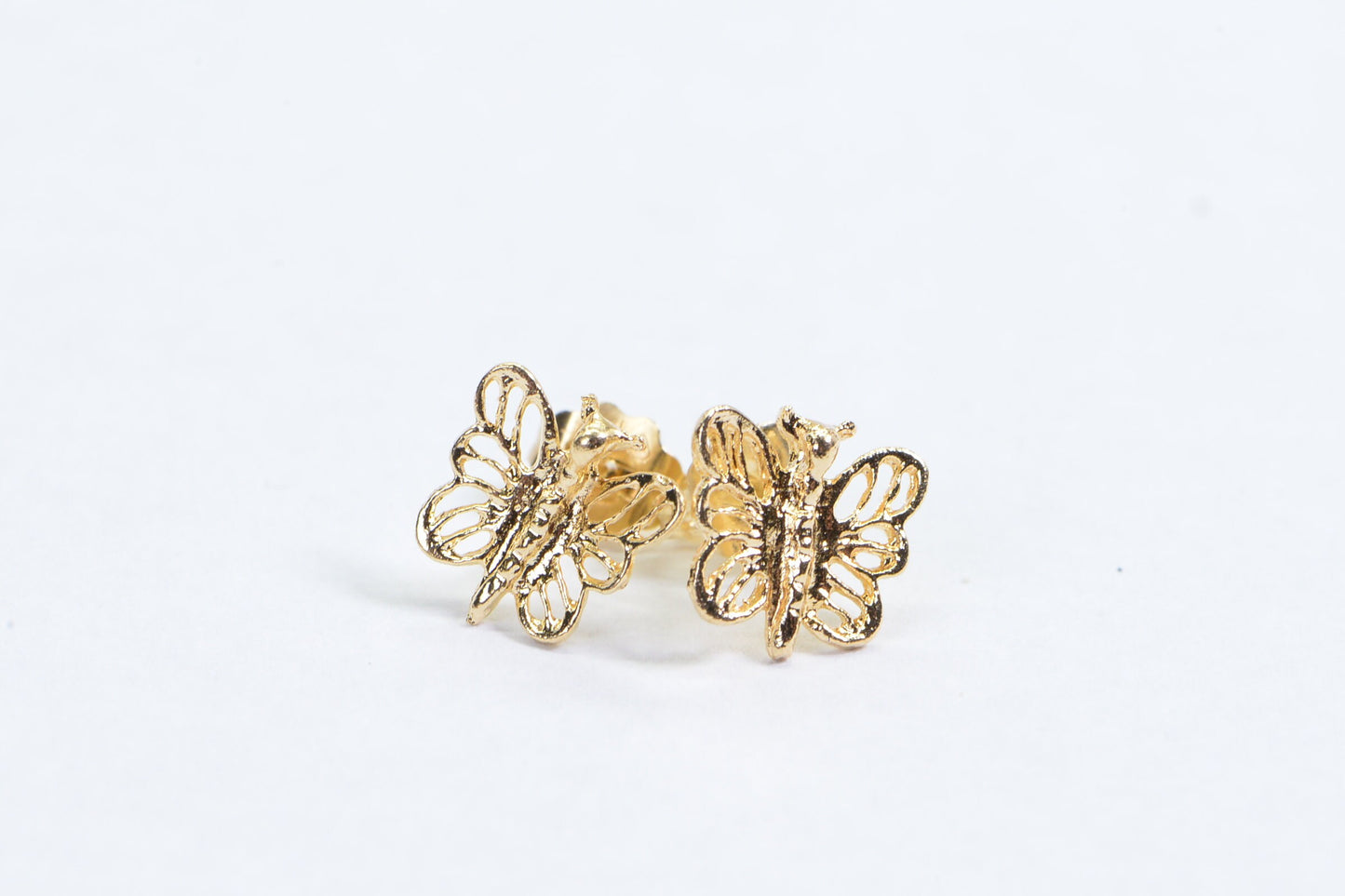 14K Yellow Gold Tiny Butterfly Stud Earrings
