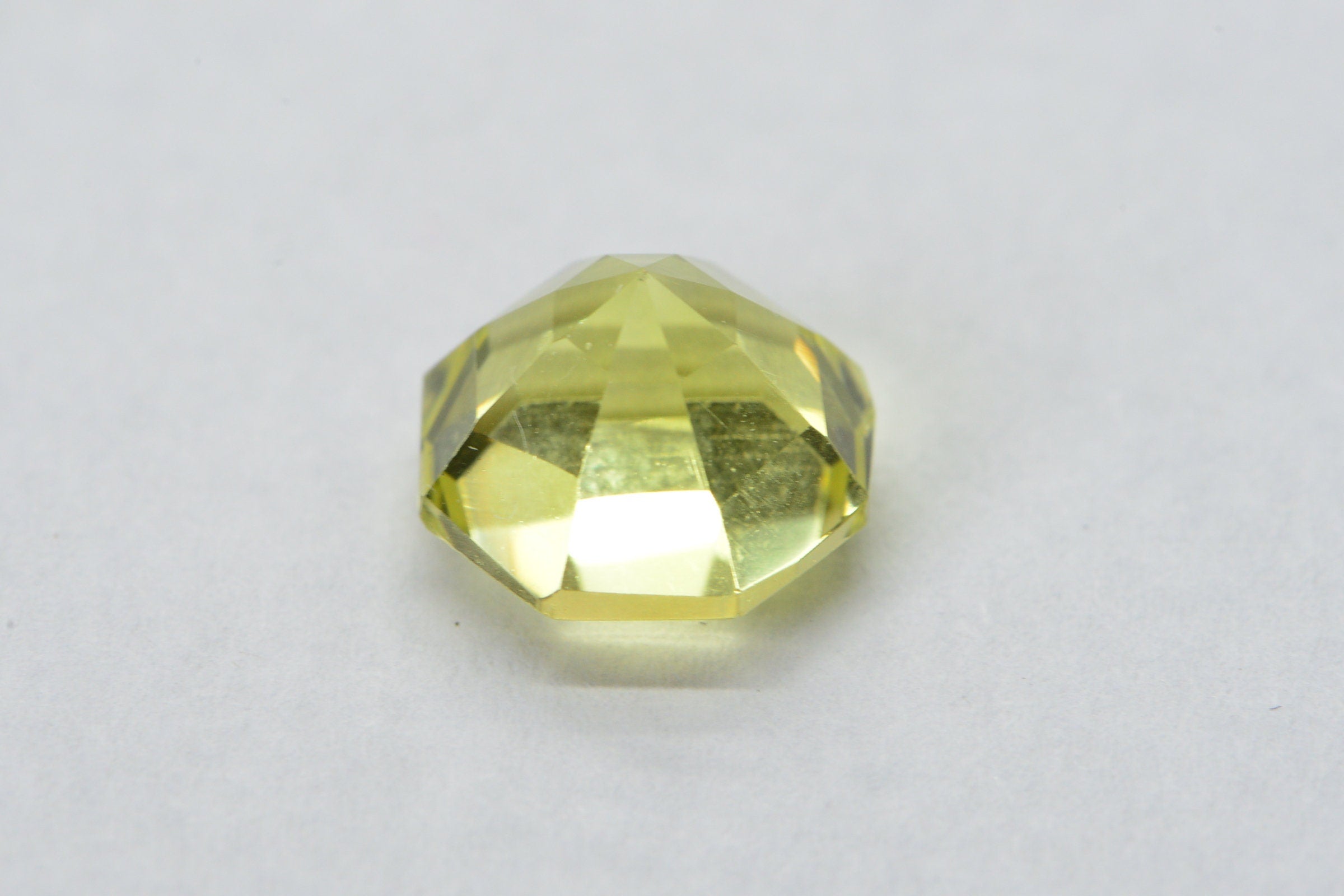 Lemon Quartz Round Hexagons Cut Gemstone Pale Yellow Quartz Point Back