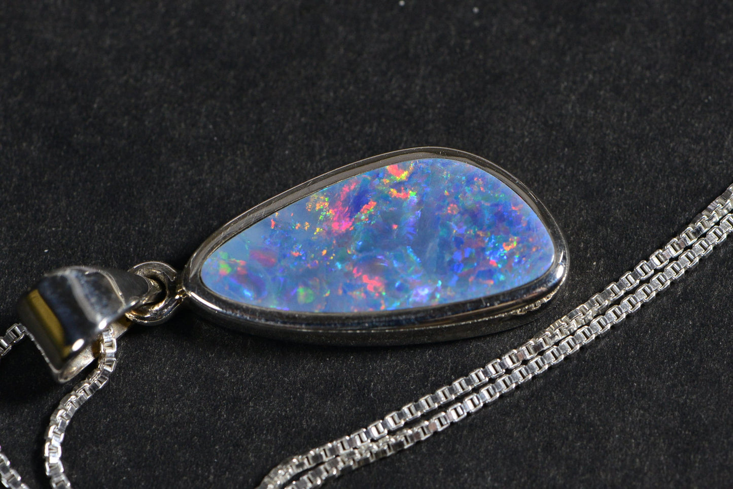 Australian Black Opal Necklace: Handmade Sterling Silver Jewelry
