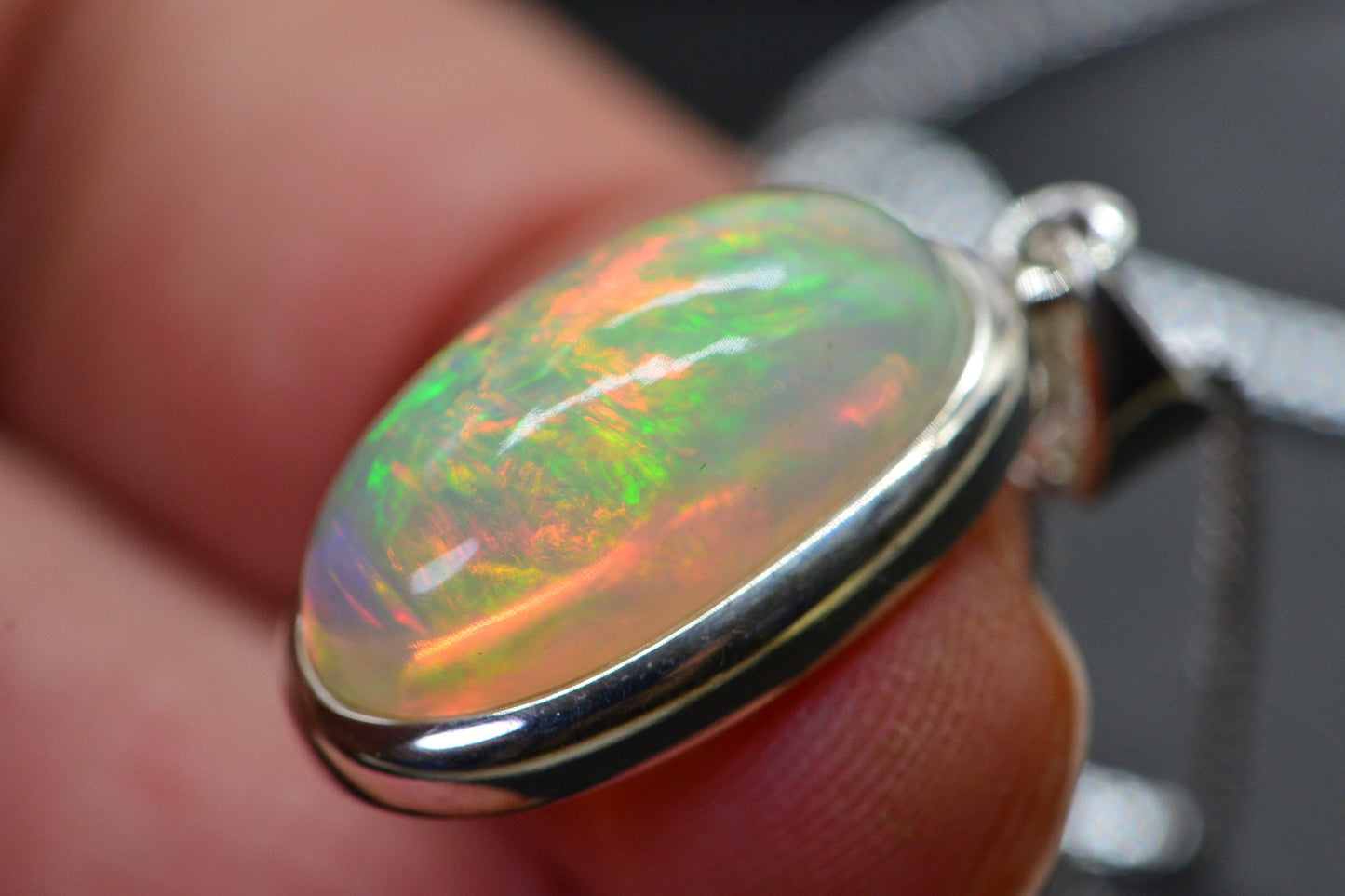 Authentic Ethiopian Welo Opal Pendant  Sterling Silver Bezel Opal Genuine  Necklace Birthstone October