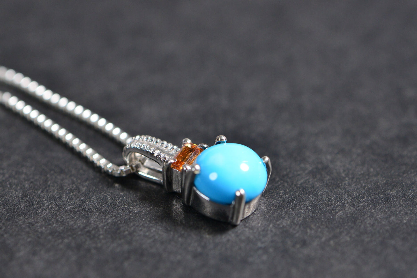 Tiny Pendant Arizona Sleeping beauty Turquoise and Topaz Small Round Stone Pendant Minimalist Jewelry