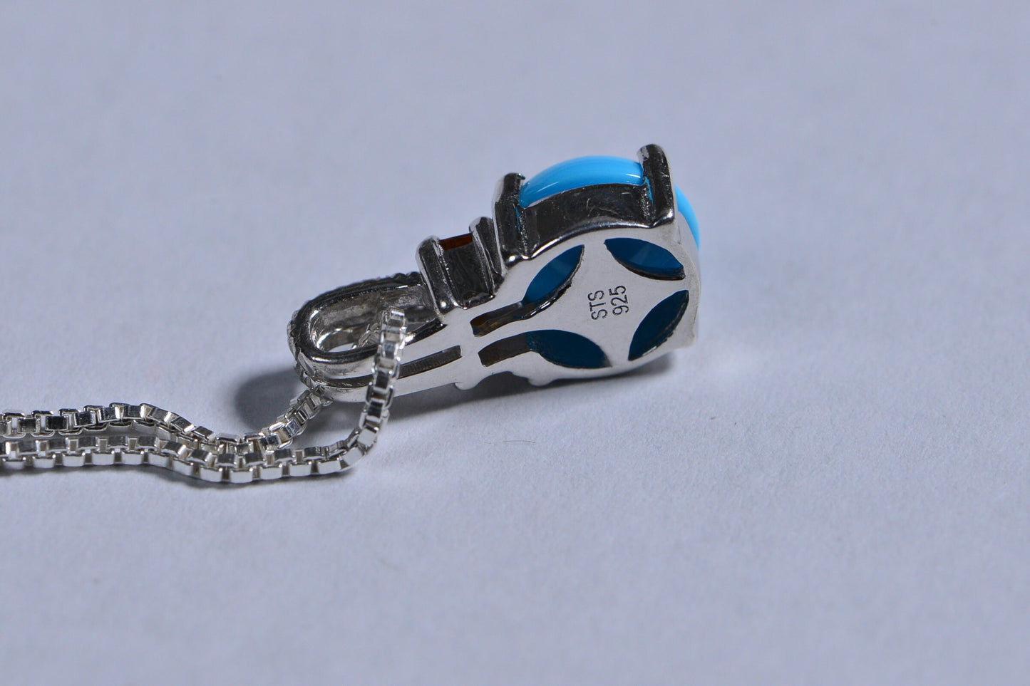 Tiny Pendant Arizona Sleeping beauty Turquoise and Topaz Small Round Stone Pendant Minimalist Jewelry