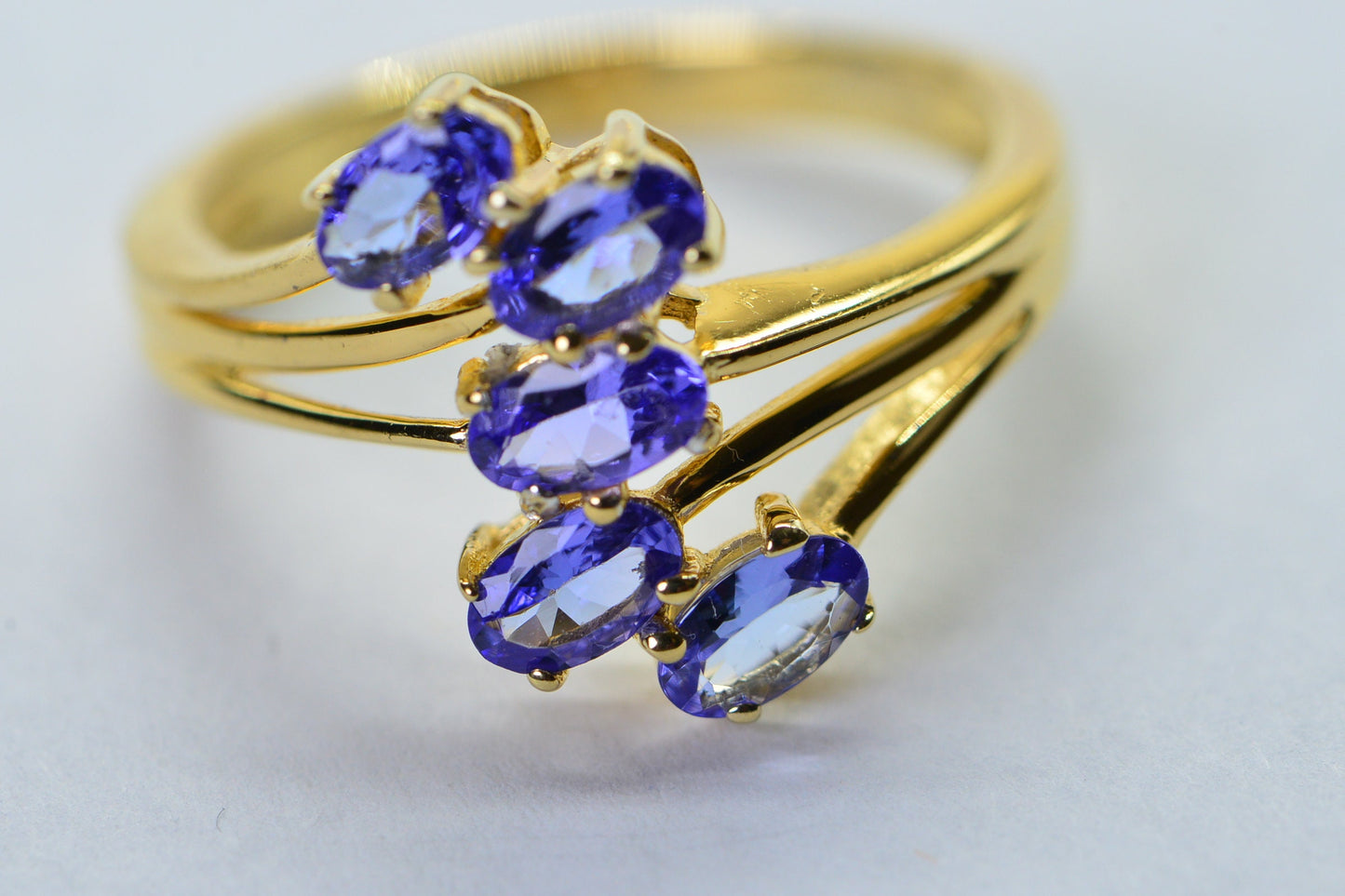 Tanzanite Cluster Ring: 24k Gold Over Sterling Silver, December Birthstone