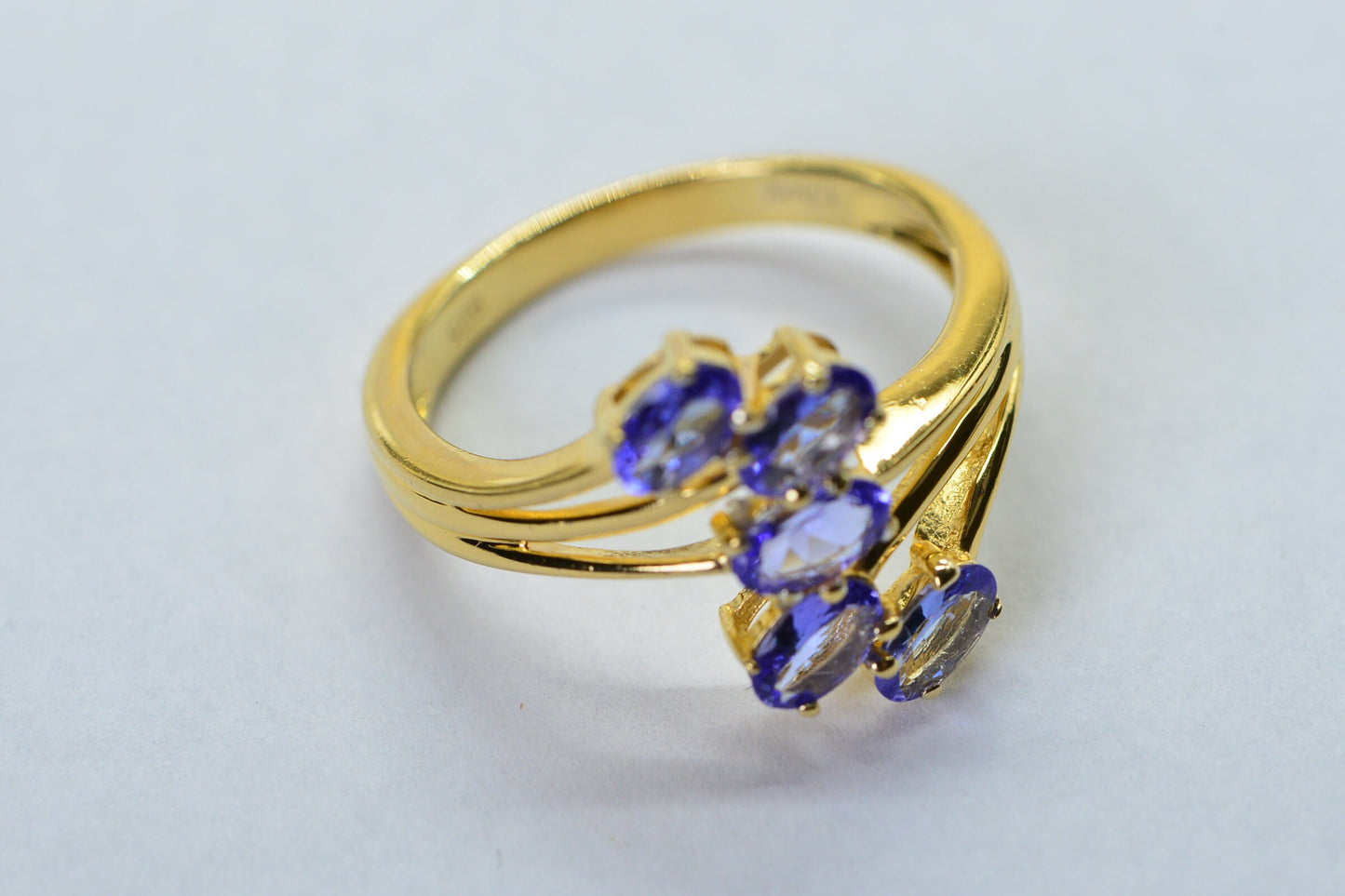 Tanzanite Cluster Ring: 24k Gold Over Sterling Silver, December Birthstone