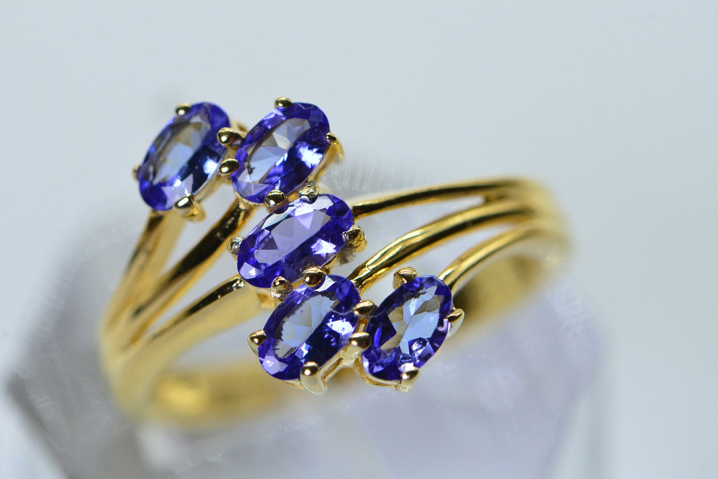 Tanzanite Cluster Ring: 24k Gold Over Sterling Silver, December Birthstone
