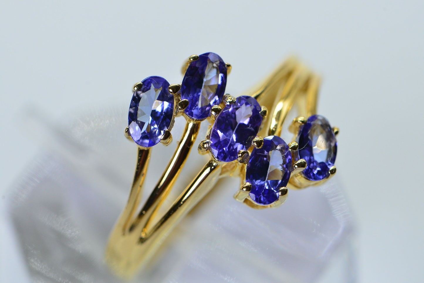 Tanzanite Cluster Ring: 24k Gold Over Sterling Silver, December Birthstone