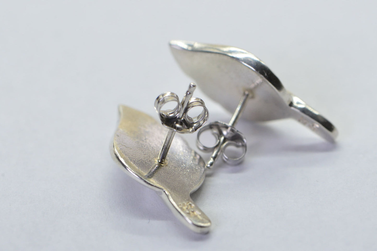 Solid Sterling Silver Leaf Stud Earrings Gemstone Inly