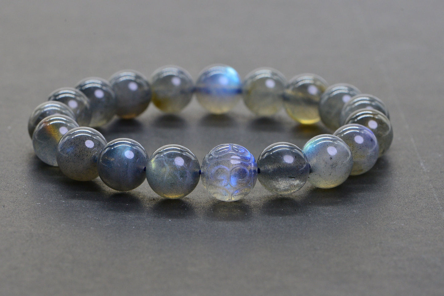 10mm Labradorite Carved Blue Flash Bohemian Bracelet crystal healing Bracelet