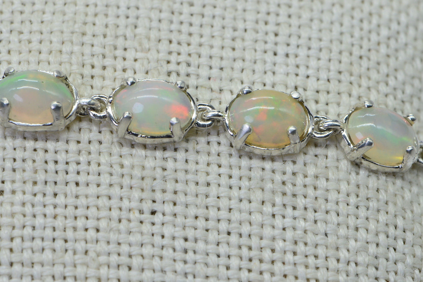 Ethiopian Welo Opal Chain Links Bracelet Sterling Silver Bolo Adjustable  Birthstone October