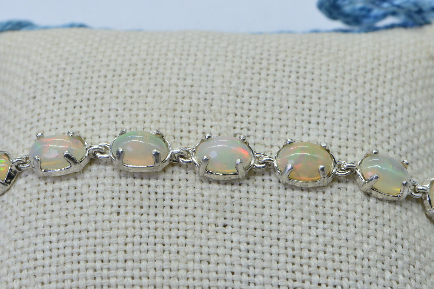 Ethiopian Welo Opal Chain Links Bracelet Sterling Silver Bolo Adjustable  Birthstone October