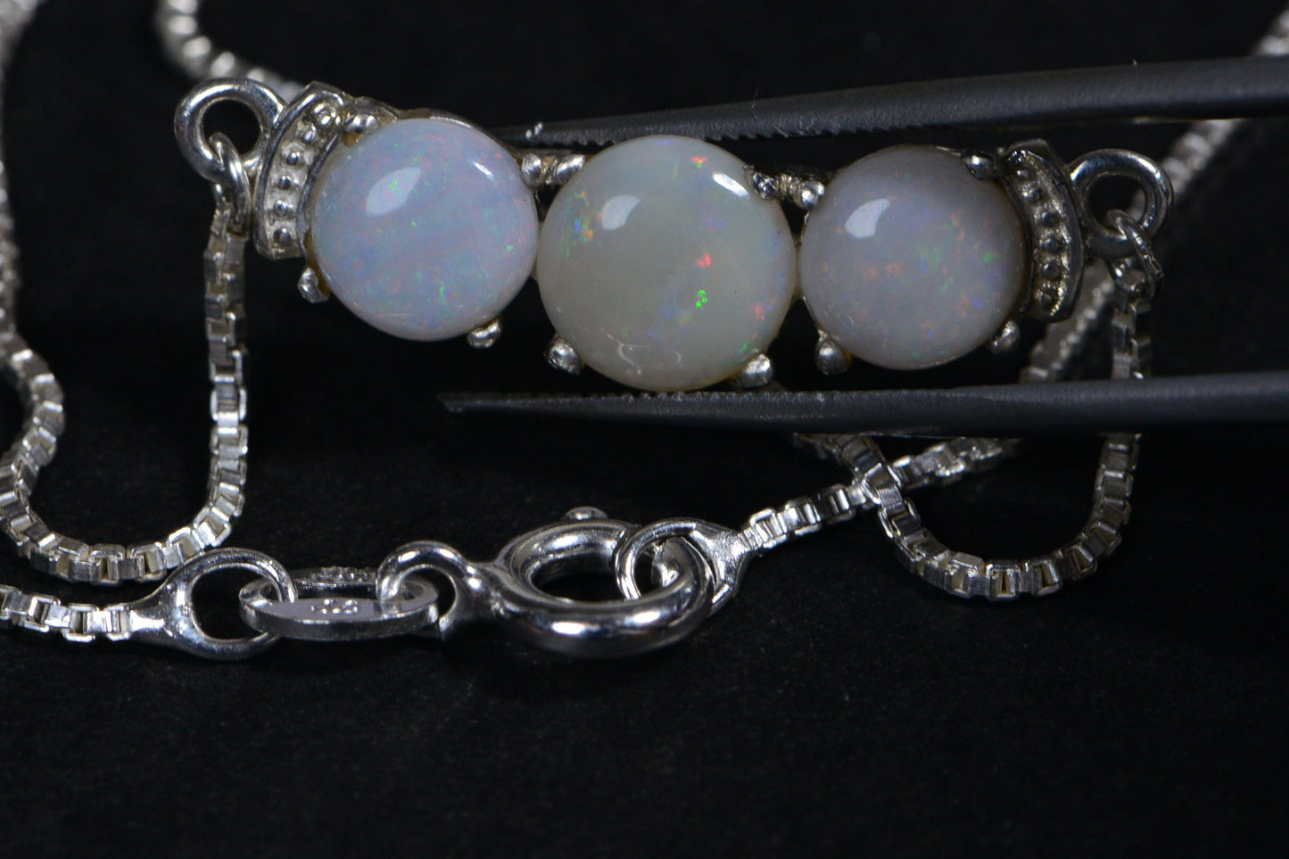 Australian White Opal Necklace: 24K Gold Electroplated Sterling Silver Bar