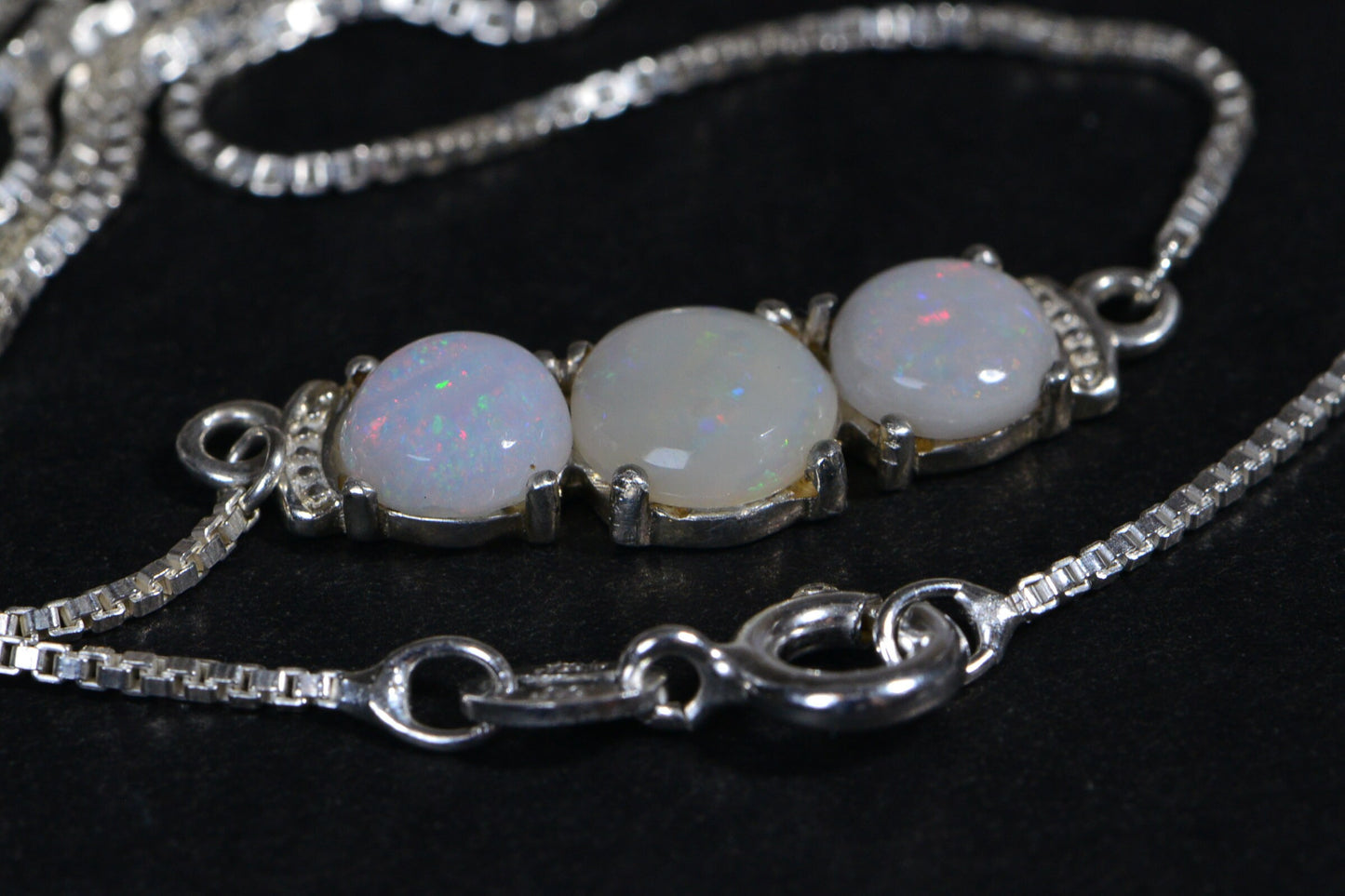 Australian White Opal Necklace: 24K Gold Electroplated Sterling Silver Bar