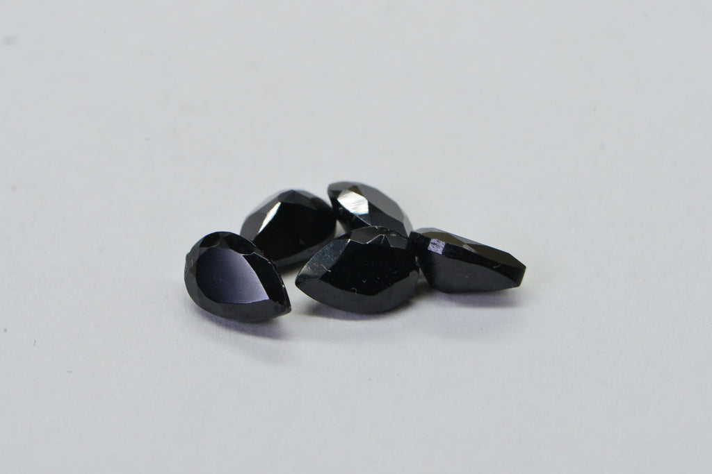 Black Tourmaline Pear Facet Gemstone 6X4mm Small Teardrops Jewelry Make Point back facet teardrop