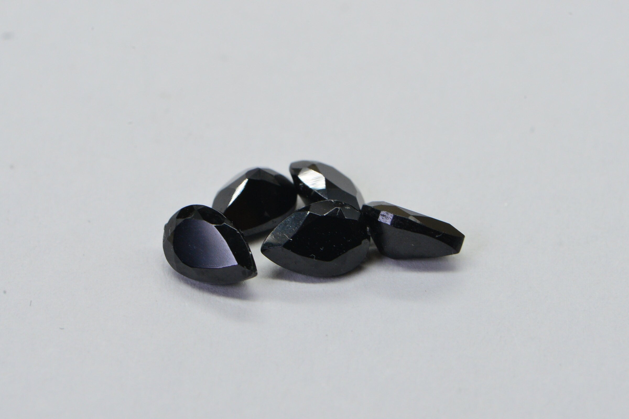 Black Tourmaline Pear Facet Gemstone 6X4mm Small Teardrops Jewelry Make Point back facet teardrop