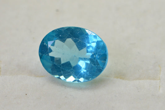 Aqua Blue Apatite Gemstone: Oval Faceted Mozambique Gem (8x6 mm)