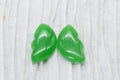 Burmese Green Jade Carved Butterfly wings  Cabochon