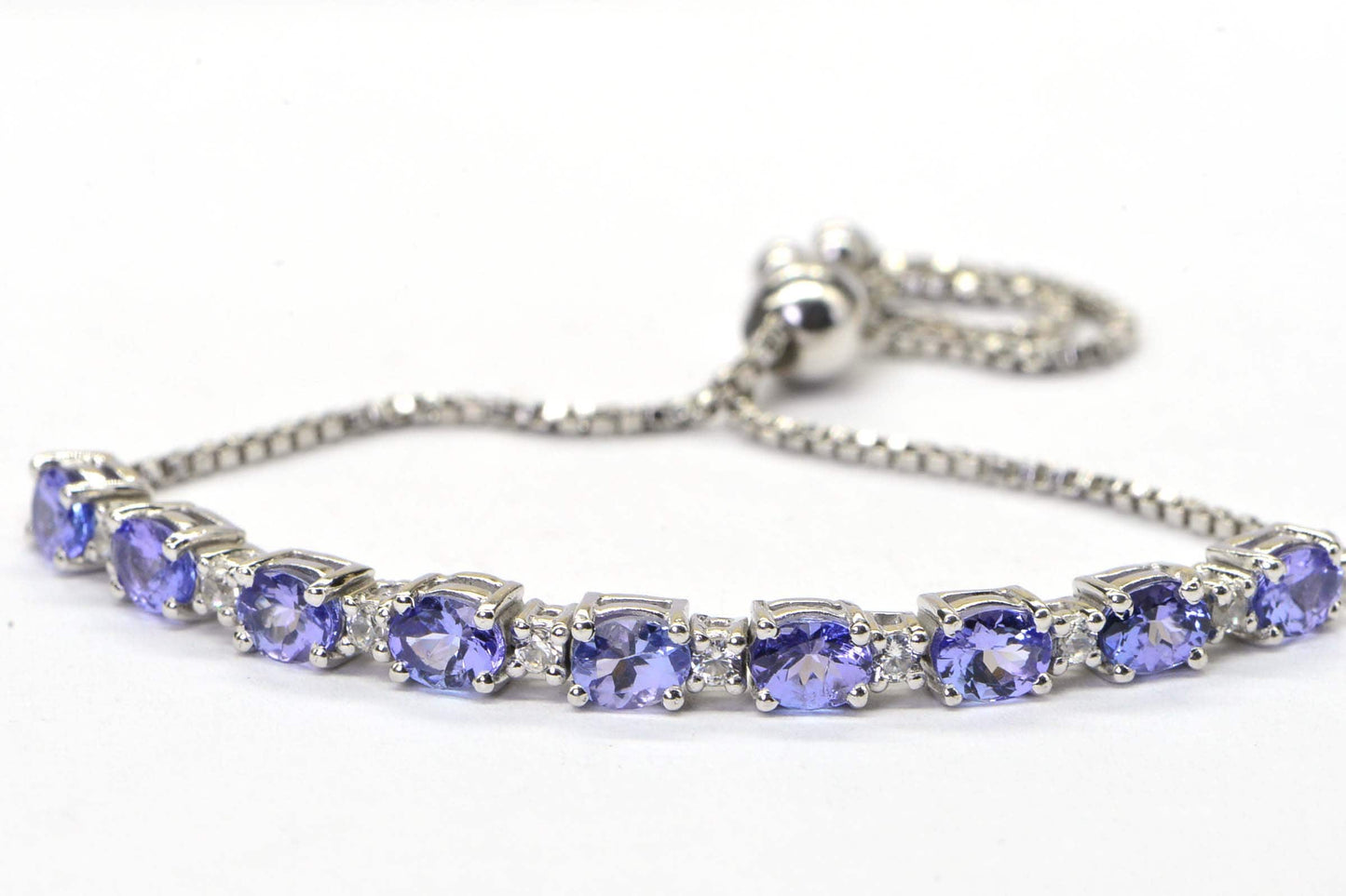 Tanzanite & White Topaz Bracelet: Sterling Silver Bolo Bracelet