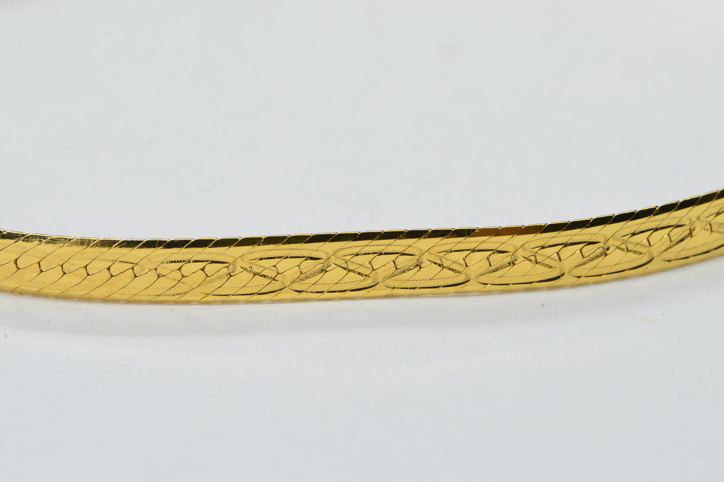 24K Gold Vermeil Flat Snake Bracelet, Herringbone Chain, Sterling Silver