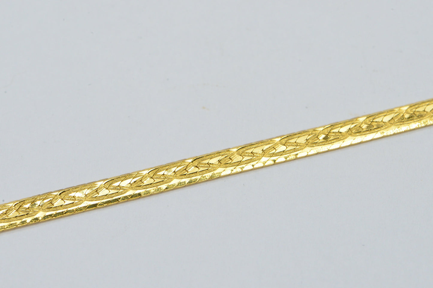 24K Gold Vermeil Flat Snake Bracelet, Herringbone Chain, Sterling Silver