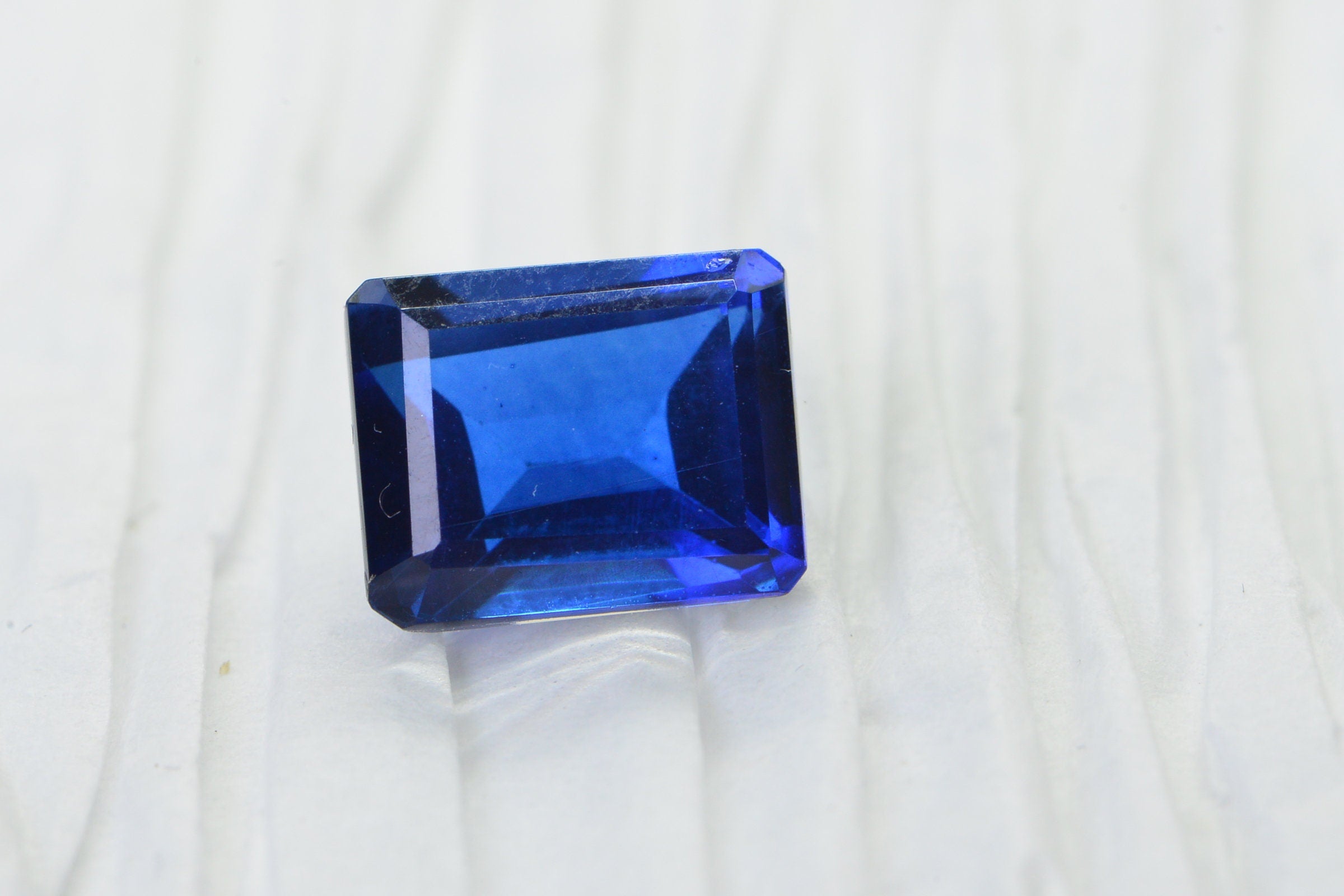 Sapphire Doublet Quartz Emerald Cut Facet Rectangle Cabochon