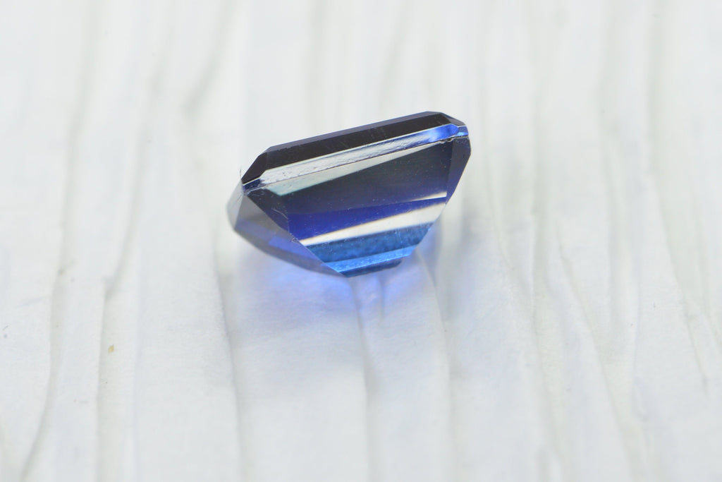 Sapphire Doublet Quartz Emerald Cut Facet Rectangle Cabochon