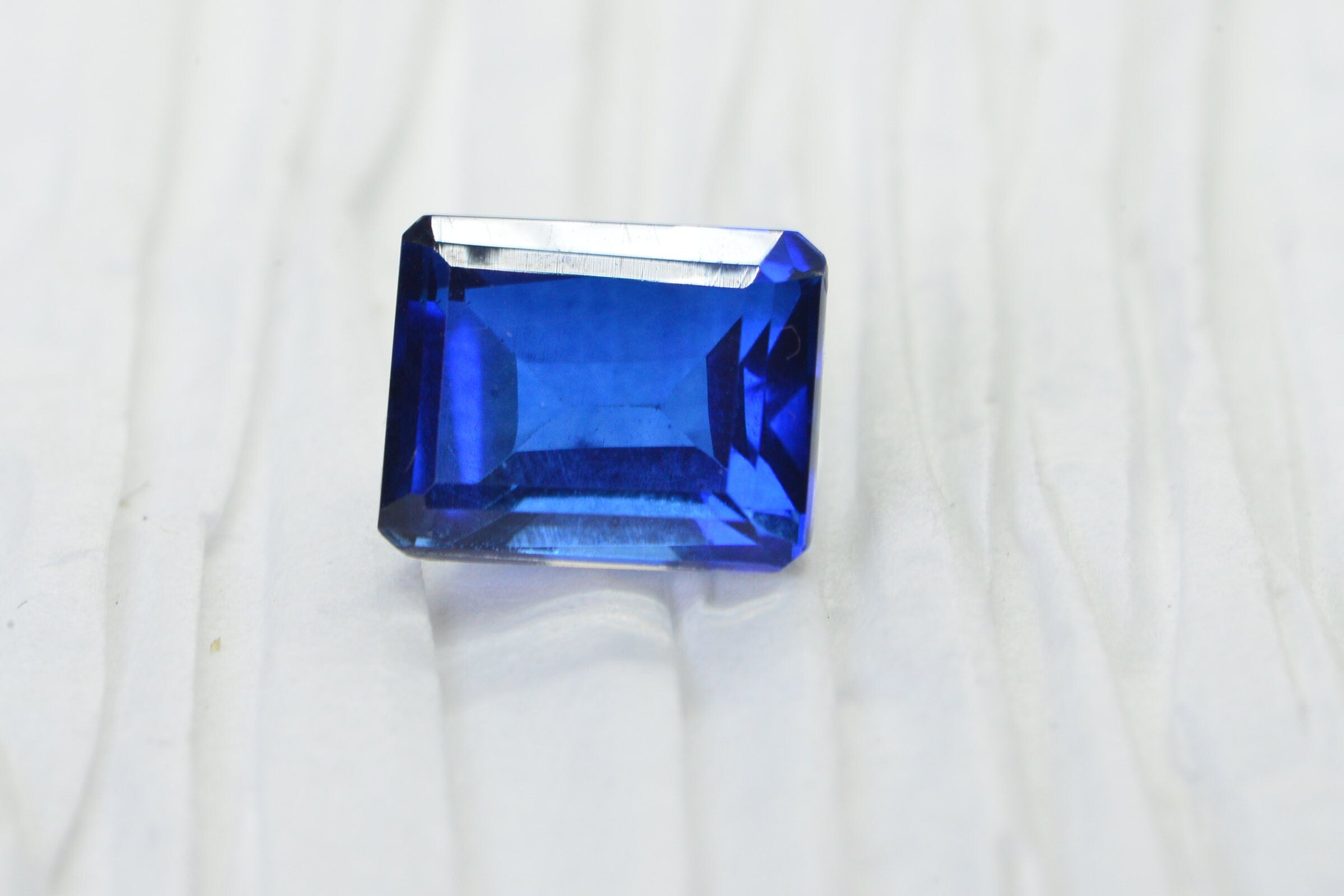 Sapphire Doublet Quartz Emerald Cut Facet Rectangle Cabochon