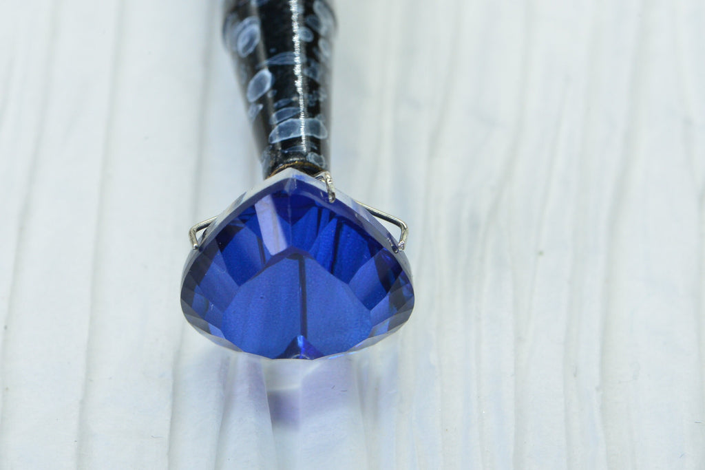 Sapphire Doublet Quartz Heart Cut Facet Loose Gemstone Synthetic Sapphire Deep Blue Crystal