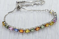 Multi Color Sapphire Bracelet: Sterling Silver Oval Tennis Bracelet