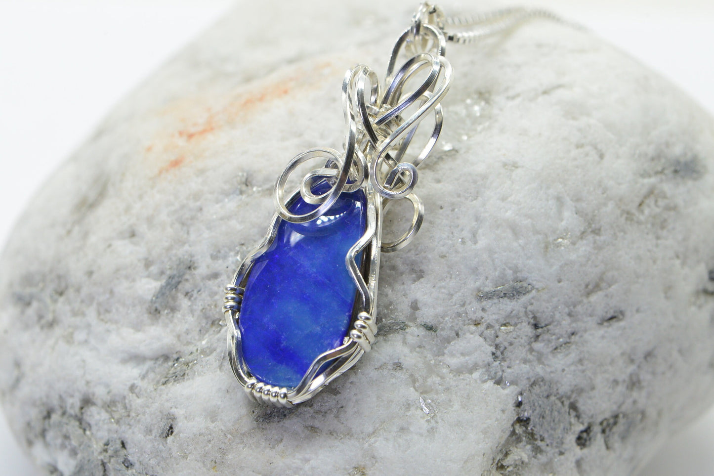 Sterling Silver Wire Wrapped Australian Opal Pendant Necklace