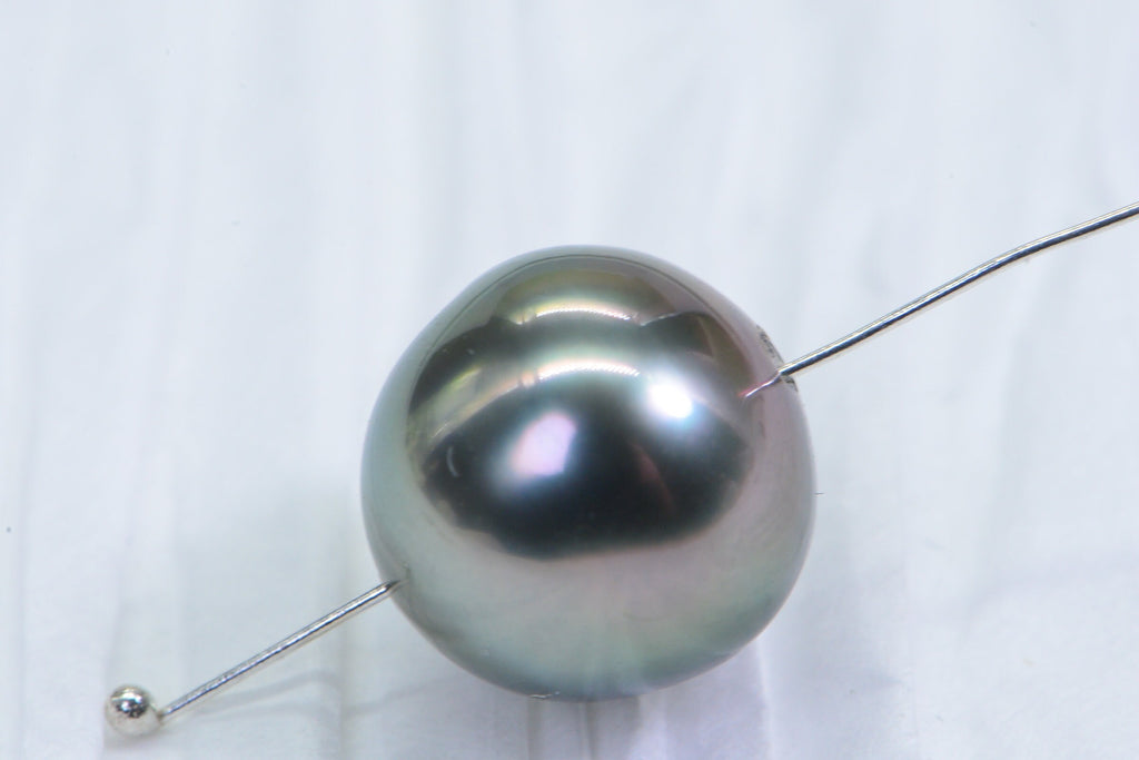 AA Tahitian Gray Pearl Rond 11mm Peacock Green Gray Drilled