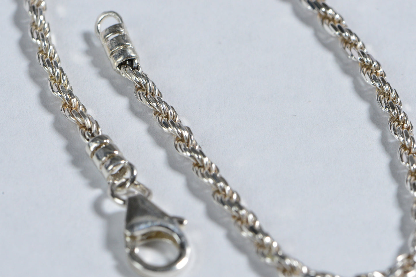 2mm Solid Sterling Silver Diamond Cutting Rope  Bracelet Chain Minimalist Bracelet