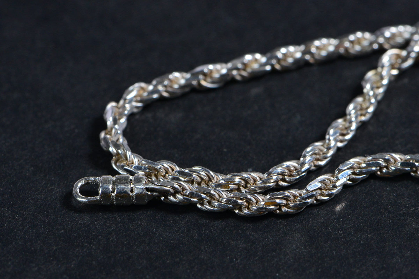 2mm Solid Sterling Silver Diamond Cutting Rope  Bracelet Chain Minimalist Bracelet