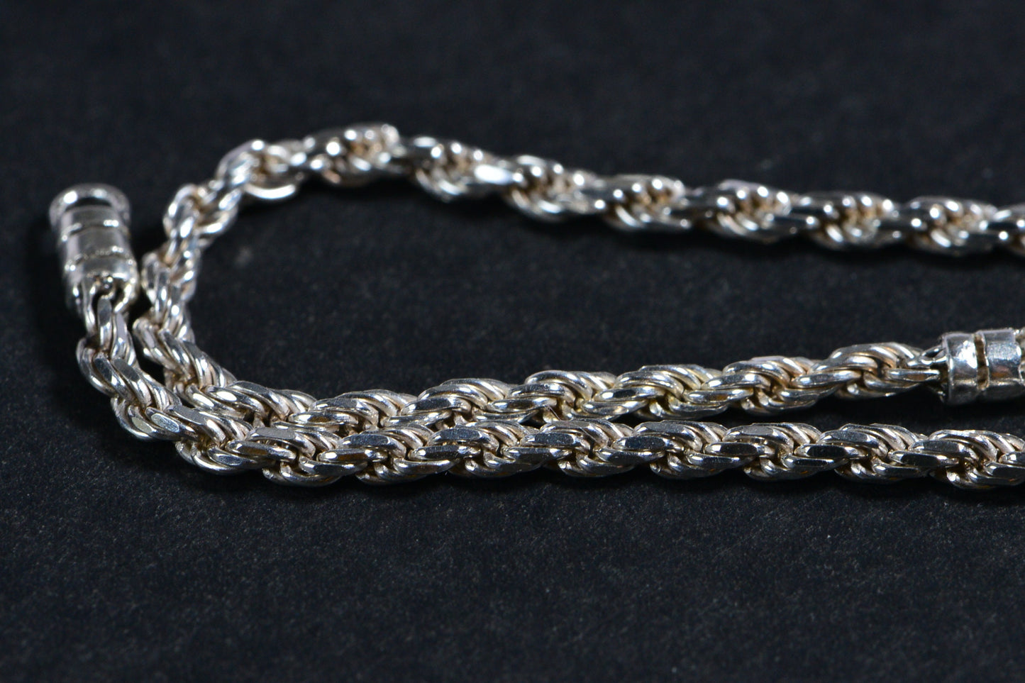 2mm Solid Sterling Silver Diamond Cutting Rope  Bracelet Chain Minimalist Bracelet